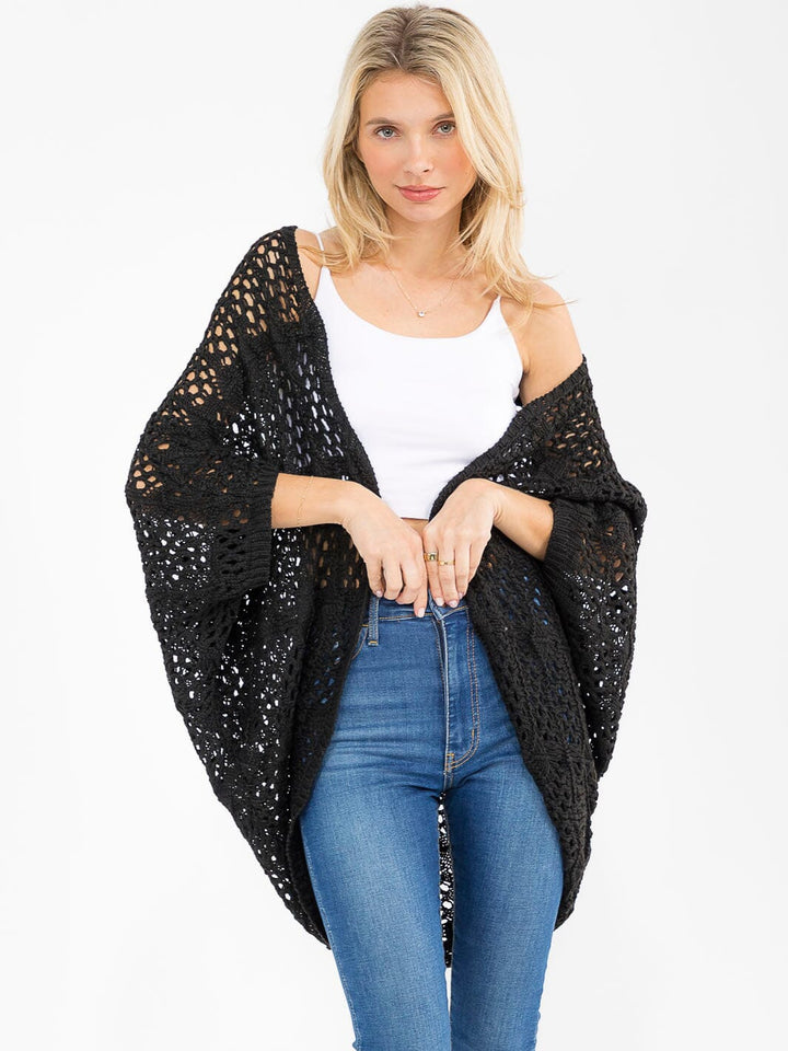WOMEN'S LONG SLEEVE OPEN FRONT KNITTED CARDIGAN