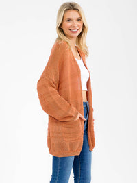 WOMEN'S LONG SLEEVE OPEN FRONT POCKETS CARDIGAN