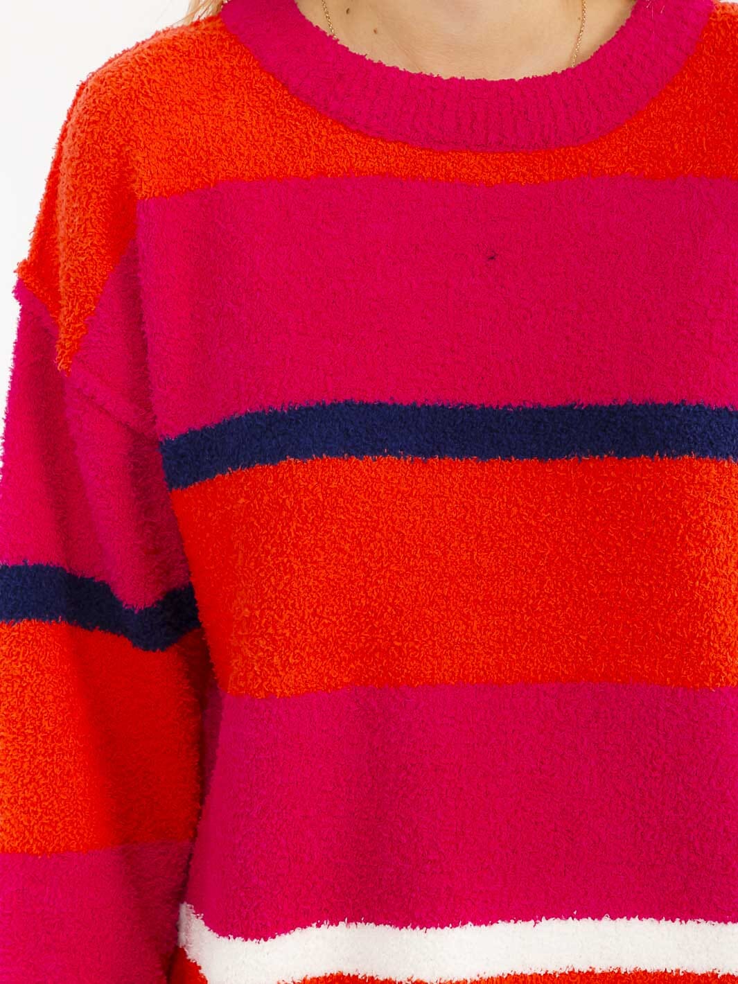 WOMEN'S LONG SLEEVE HIGH-LOW COLORBLOCK OVERSIZED PULLOVER SWEATER