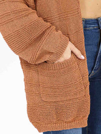WOMEN'S LONG SLEEVE OPEN FRONT POCKETS CARDIGAN