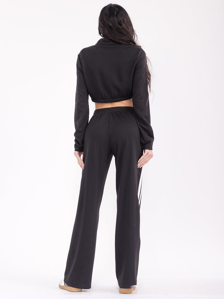 WOMEN'S LONG SLEEVE JACKET & ELASTIC WAIST PANTS COLORBLOCK 2PC. SET