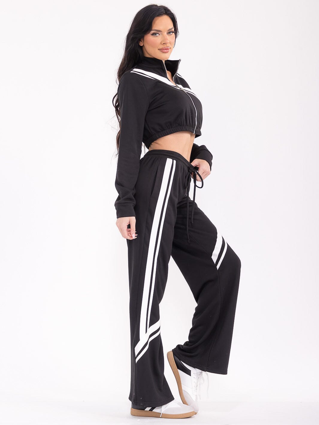 WOMEN'S LONG SLEEVE JACKET & ELASTIC WAIST PANTS COLORBLOCK 2PC. SET
