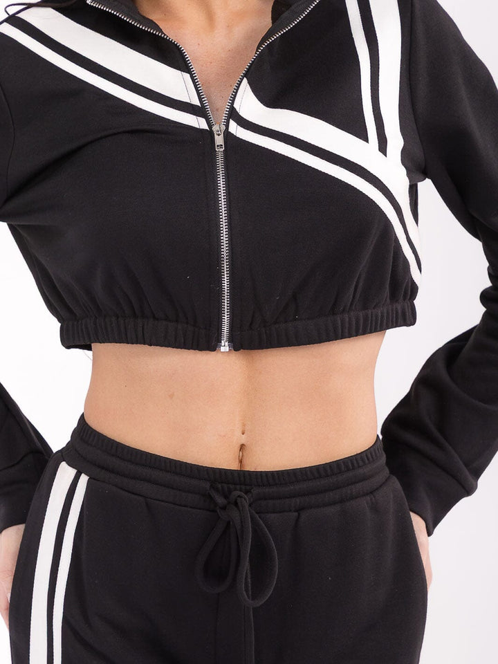 WOMEN'S LONG SLEEVE JACKET & ELASTIC WAIST PANTS COLORBLOCK 2PC. SET