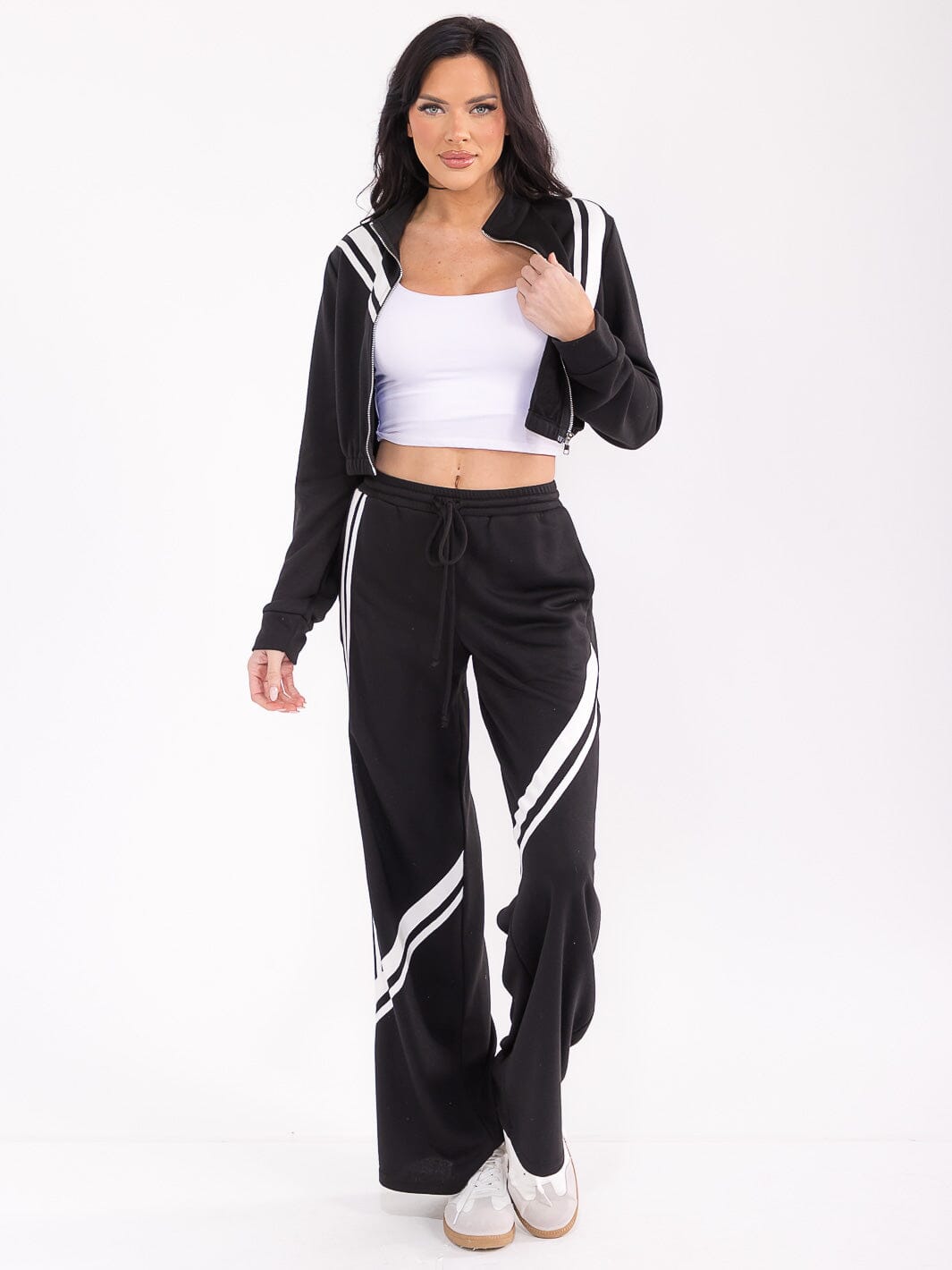 WOMEN'S LONG SLEEVE JACKET & ELASTIC WAIST PANTS COLORBLOCK 2PC. SET