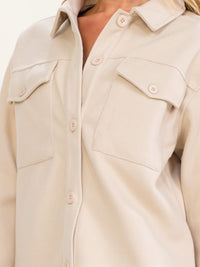 WOMEN'S LONG SLEEVE BUTTON CLOSURE FRONT POCKETS COAT