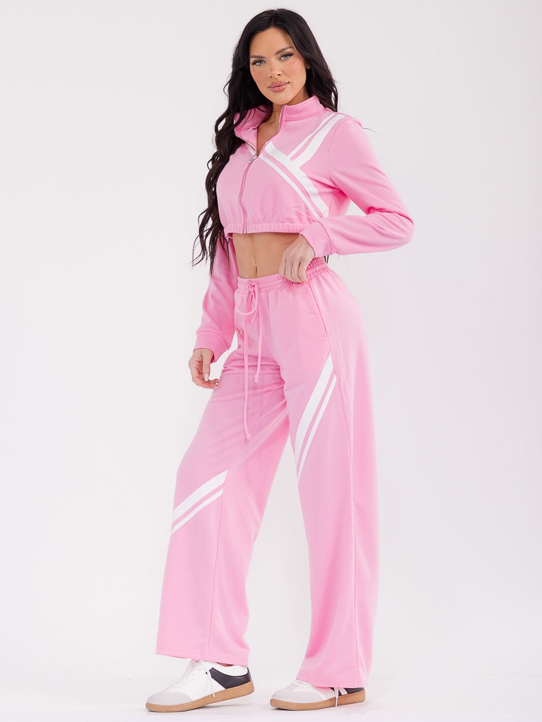 WOMEN'S LONG SLEEVE JACKET & ELASTIC WAIST PANTS COLORBLOCK 2PC. SET