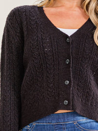 WOMEN'S LONG SLEEVE BUTTON UP V-NECK KNIT SWEATER
