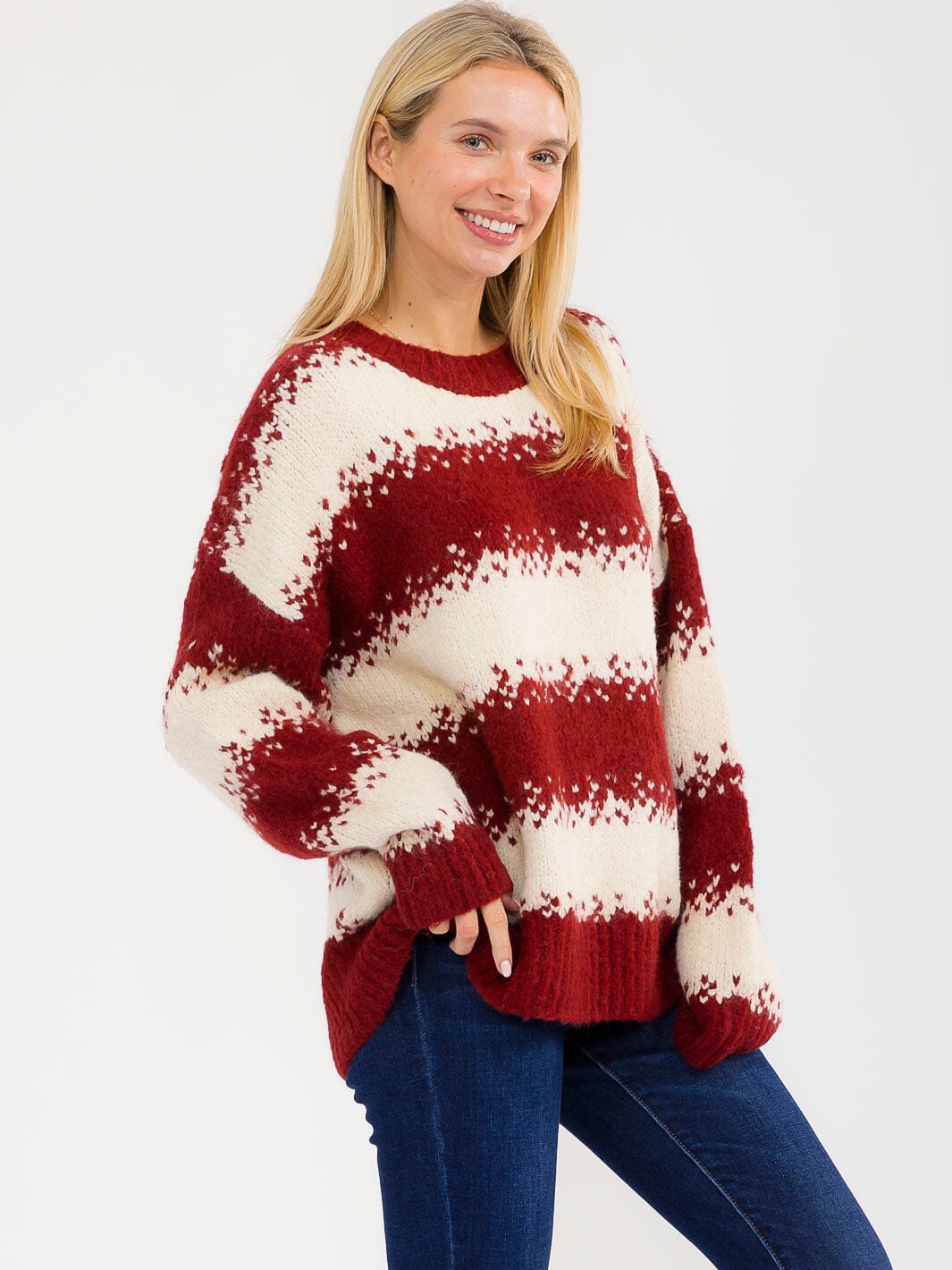WOMEN'S LONG SLEEVE KNIT PULLOVER COLORBLOCK SWEATER