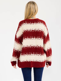 WOMEN'S LONG SLEEVE KNIT PULLOVER COLORBLOCK SWEATER