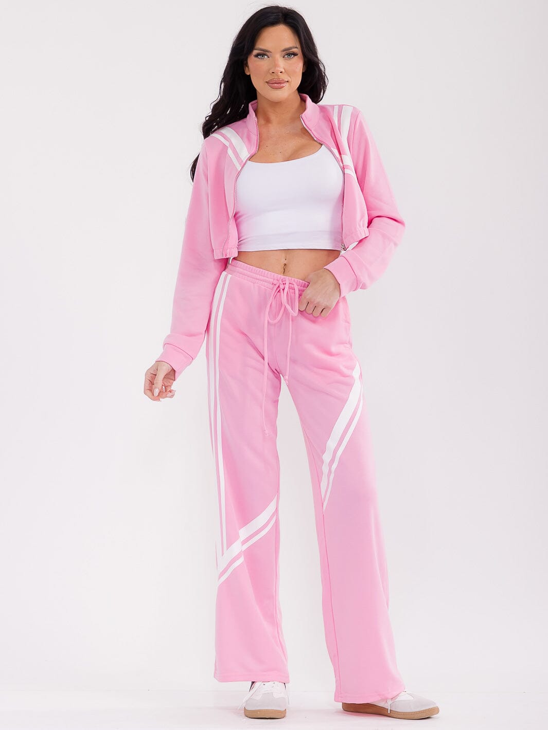 WOMEN'S LONG SLEEVE JACKET & ELASTIC WAIST PANTS COLORBLOCK 2PC. SET