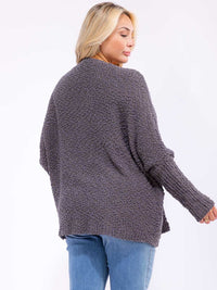 PLUS SIZE LONG SLEEVE OPEN FRONT POCKETS KNIT CARDIGAN