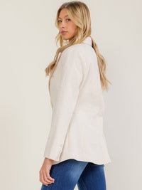 WOMEN'S LONG SLEEVE BUTTON CLOSURE FRONT POCKETS DETAILED BLAZER