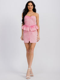 WOMEN'S SLEEVELESS OPEN BACK RUFFLEDENIM WASHED TUBE MINI DRESS