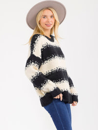 WOMEN'S LONG SLEEVE KNIT PULLOVER COLORBLOCK SWEATER