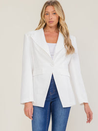 WOMEN'S LONG SLEEVE BUTTON CLOSURE FRONT POCKETS DETAILED BLAZER