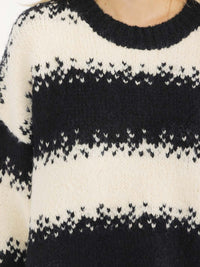 WOMEN'S LONG SLEEVE KNIT PULLOVER COLORBLOCK SWEATER