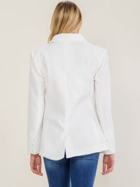 WOMEN'S LONG SLEEVE BUTTON CLOSURE FRONT POCKETS DETAILED BLAZER