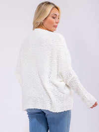 PLUS SIZE LONG SLEEVE OPEN FRONT POCKETS KNIT CARDIGAN