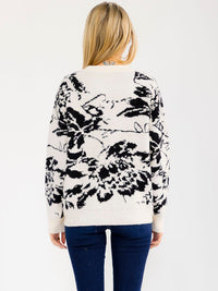 WOMEN'S LONG SLEEVE MULTI PRINT PULLOVER SWEATER