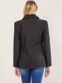 WOMEN'S LONG SLEEVE BUTTON CLOSURE FRONT POCKETS DETAILED BLAZER
