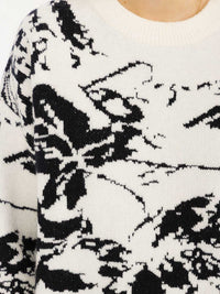 WOMEN'S LONG SLEEVE MULTI PRINT PULLOVER SWEATER