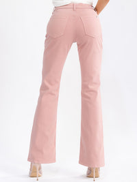 WOMEN'S BUTTON CLOSURE POCKETS BELL LEG DENIM PANTS