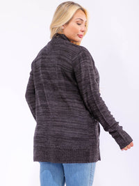 PLUS SIZE LONG SLEEVE OPEN FRONT POCKETS KNIT CARDIGAN