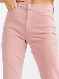 WOMEN'S BUTTON CLOSURE POCKETS BELL LEG DENIM PANTS
