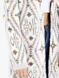 WOMEN'S LONG SLEEVE OPEN FRONT MULTI PRINT FUZZY CARDIGAN