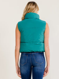 WOMEN'S SLEEVELESS ZIP UP FRONT POCKETS ADJUSTABLE WAIST REVERSABLE PUFFER VEST