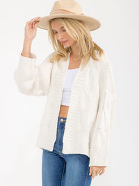 WOMEN'S LONG SLEEVE OPEN FRONT KNIT CARDIGAN