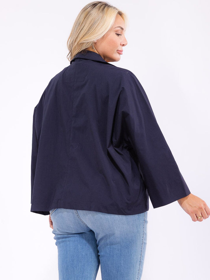 PLUS SIZE LONG SLEEVE BUTTON CLOSURE FRONT POCKETS BLAZER