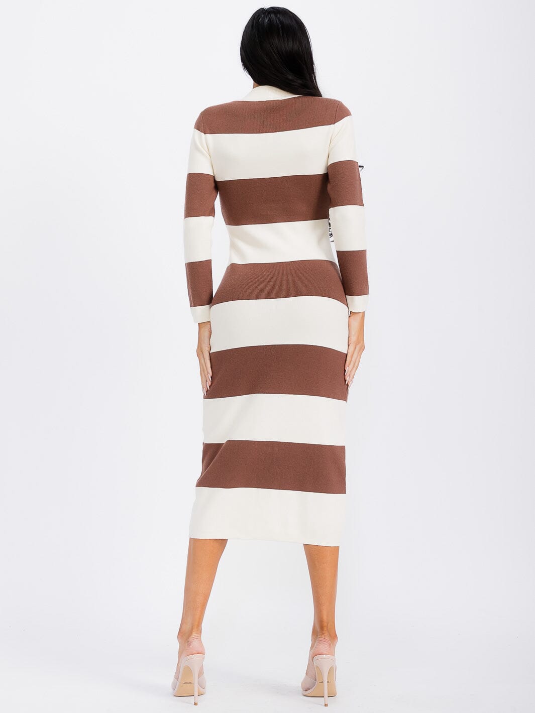 WOMEN'S LONG SLEEVE MOCK NECK COLORBLOCK BODYCON MAXI DRESS