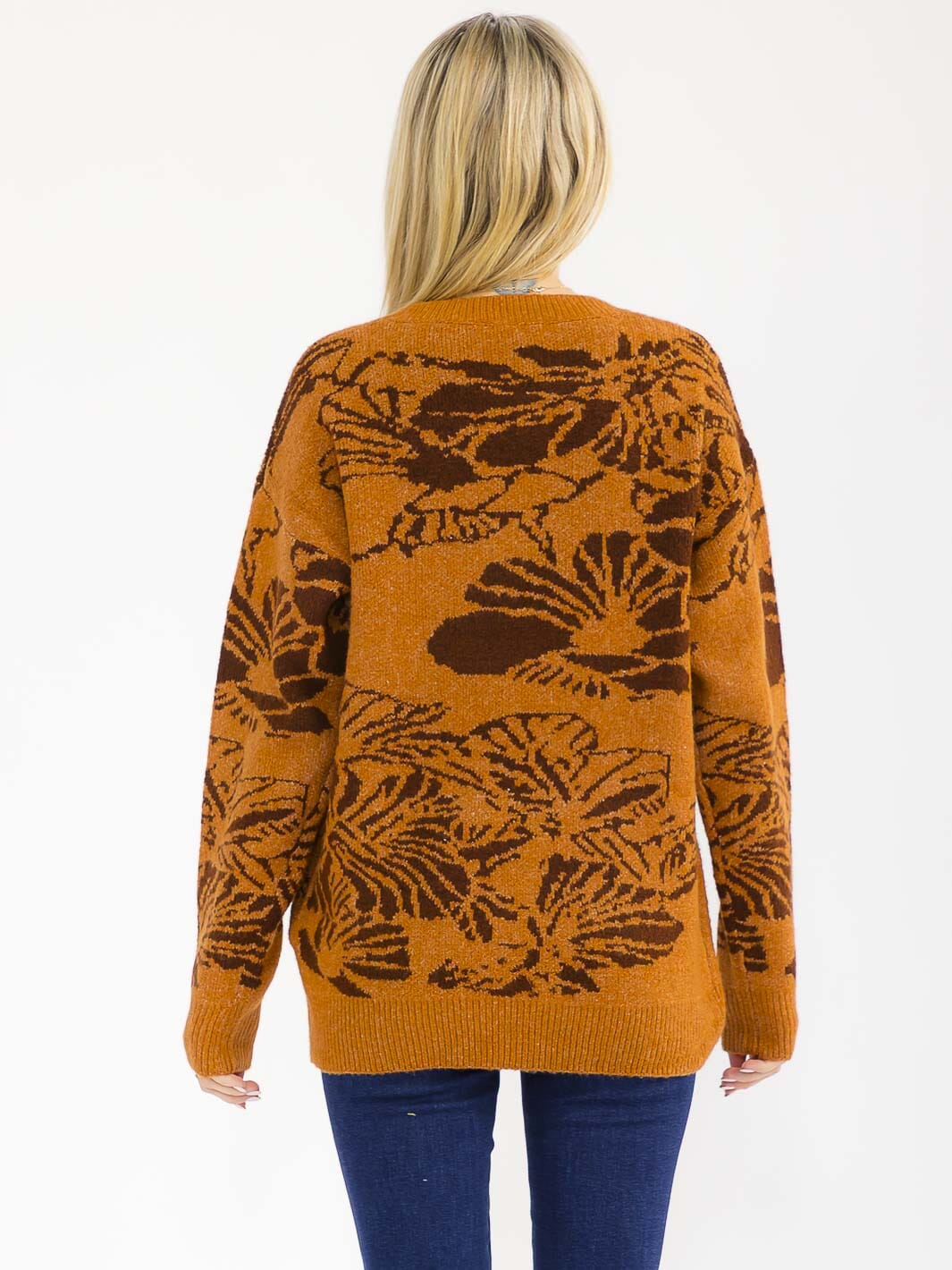 WOMEN'S LONG SLEEVE MULTI PRINT PULLOVER SWEATER