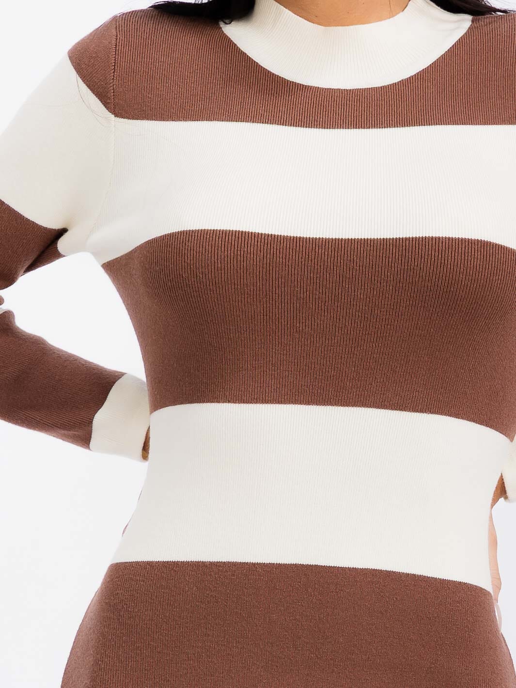 WOMEN'S LONG SLEEVE MOCK NECK COLORBLOCK BODYCON MAXI DRESS