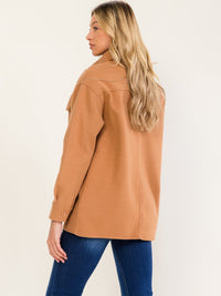 WOMEN'S LONG SLEEVE BUTTON CLOSURE FRONT POCKETS COAT
