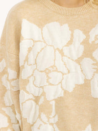 WOMEN'S LONG SLEEVE KNIT PULLOVER COLORBLOCK FLORAL PRINT SWEATER
