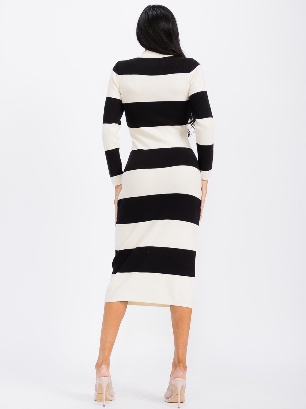 WOMEN'S LONG SLEEVE MOCK NECK COLORBLOCK BODYCON MAXI DRESS