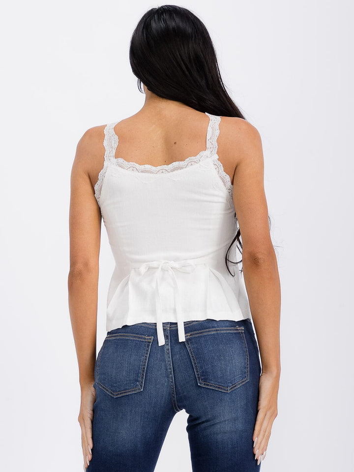 WOMEN'S SLEEVELESS LACE DETAILED TANK TOP