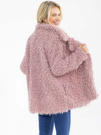 WOMEN'S LONG SLEEVE OPEN FRONT POCKETS SHERPA JACKET