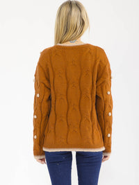 WOMEN'S LONG SLEEVE PULLOVER POM POM DETAILED SWEATER