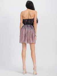 WOMEN'S SLEEVELESS OPEN BACK LACE DETAILED BELTED TUBE MINI DRESS