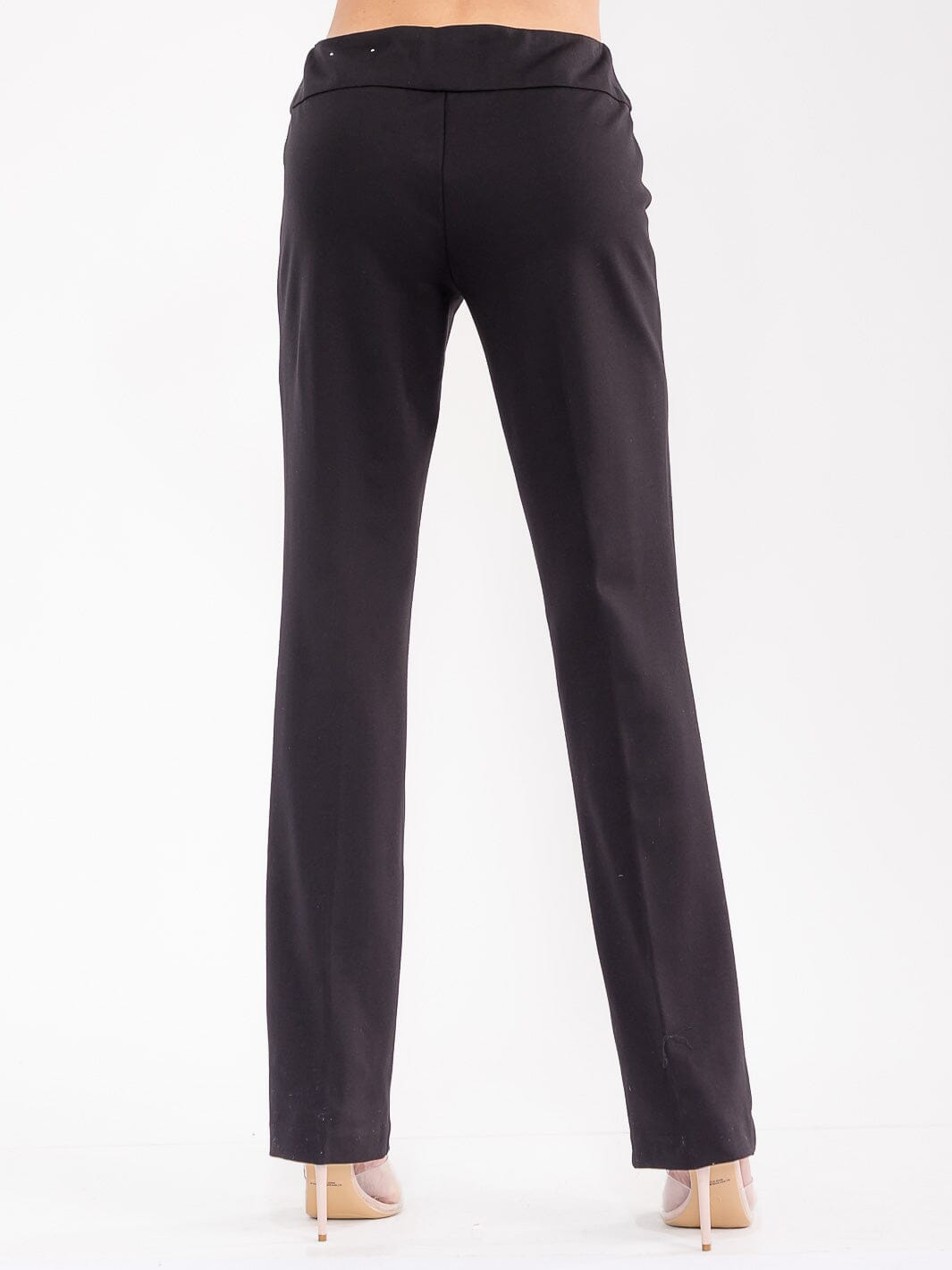 WOMEN'S ELASTIC WAIST WIDE LEG ZIPPER DETAILED PANTS