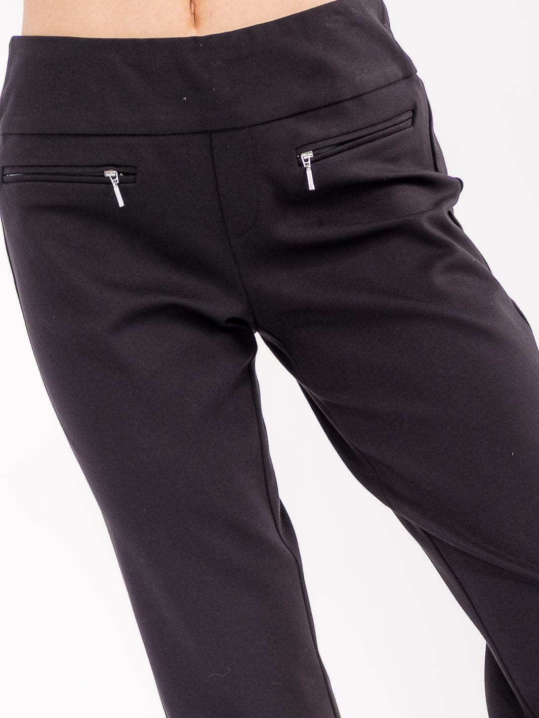 WOMEN'S ELASTIC WAIST WIDE LEG ZIPPER DETAILED PANTS