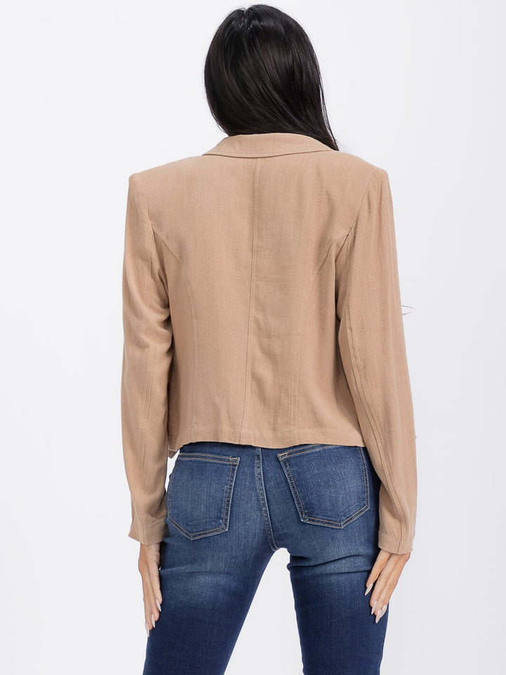 WOMEN'S LONG SLEEVE BUTTONS DETAILED SOLID BLAZER