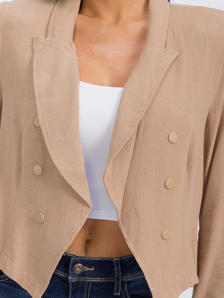 WOMEN'S LONG SLEEVE BUTTONS DETAILED SOLID BLAZER