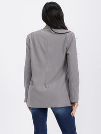 WOMEN'S LONG SLEEVE BUTTON CLOSURE SOLID BLAZER