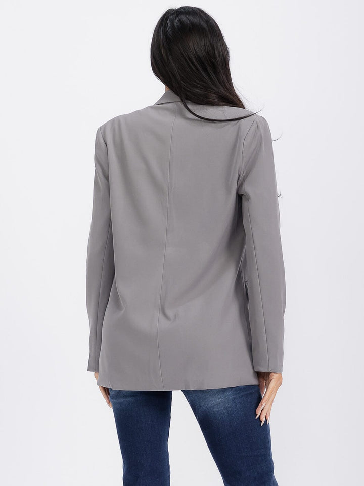 WOMEN'S LONG SLEEVE BUTTON CLOSURE SOLID BLAZER