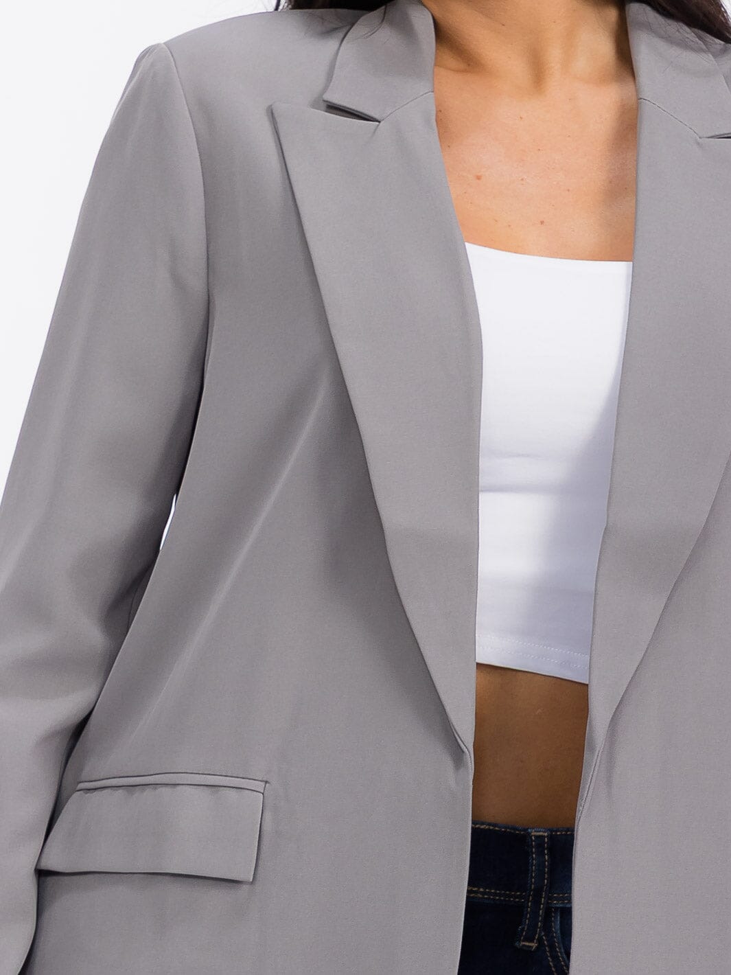 WOMEN'S LONG SLEEVE BUTTON CLOSURE SOLID BLAZER