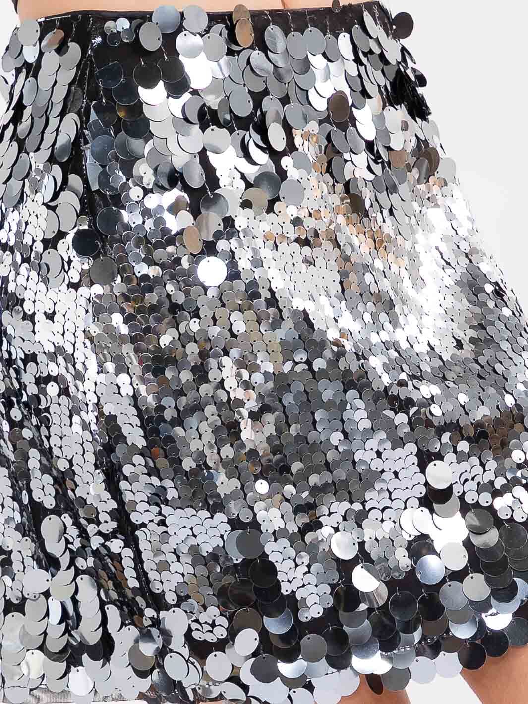 WOMEN'S ZIP UP SEQUINS MINI SKIRT
